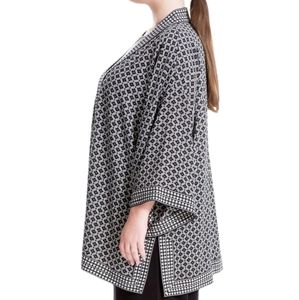 Max Studio 1X Boho Black and White Geometr Print Kimono Coverup Cardigan…